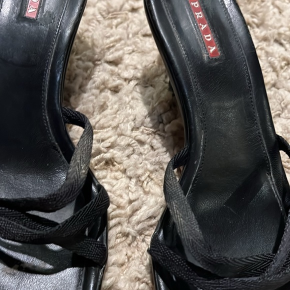 Vintage Prada Women's Black Nylon Strap Heel Sandals 37 with dust bag - Picture 5 of 8